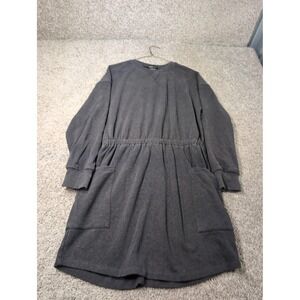 prAna Womens Hemp Recycled Polyester Sweatshirt Dress Charcoal Grey Medium M